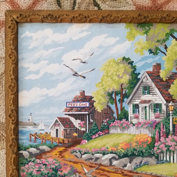 Paint By Numbers Artwork 2 Cheerful Paintings in Antique Gilded Frames - Picture 8 of 15